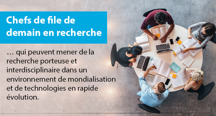 Des chefs de file de demain en recherche qui peuvent mener de la recherche en santé porteuse et interdisciplinaire dans un environnement de mondialisation et de technologies en rapide évolution